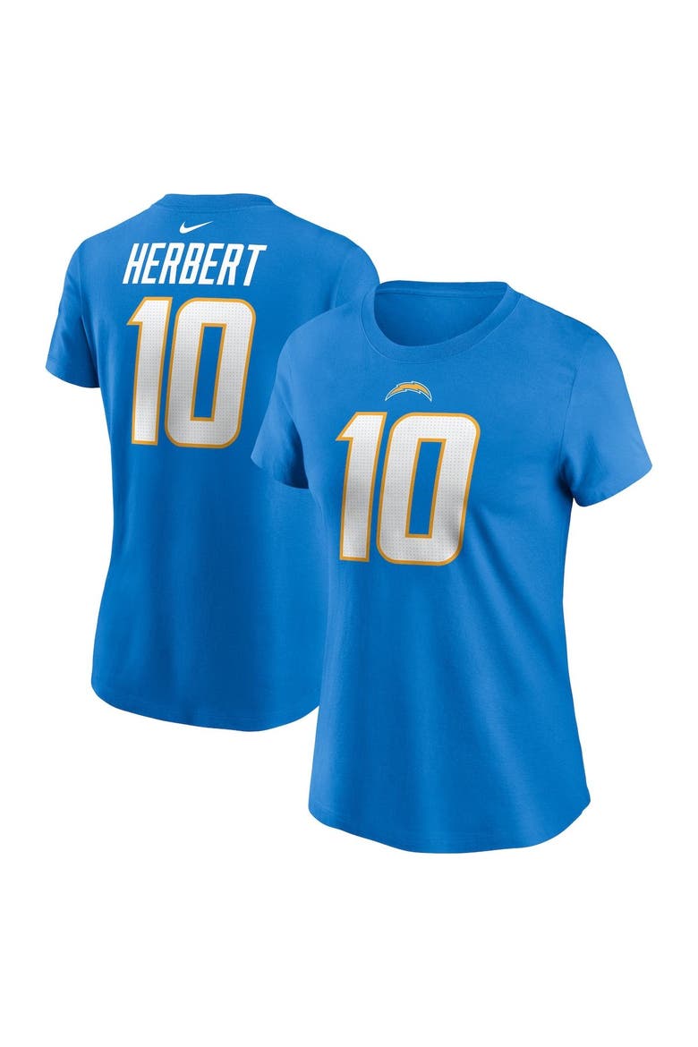 Women's Nike Justin Herbert Powder Blue Los Angeles Chargers Player Name & Number T-Shirt, Main, color, Powder Blue