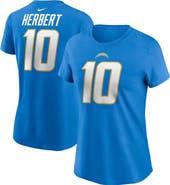 Nike Women's Nike Justin Herbert Powder Blue Los Angeles Chargers Player Name & Number T-Shirt
