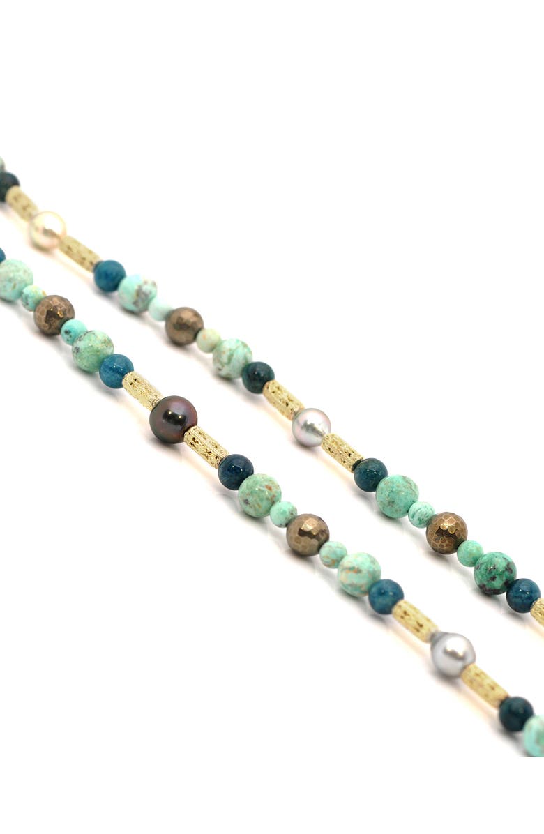 Armenta Tahitian Pearl & Turquoise Beaded Necklace, Alternate, color, Yellow Gold