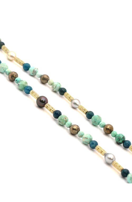 Armenta Tahitian Pearl & Turquoise Beaded Necklace In Yellow Gold