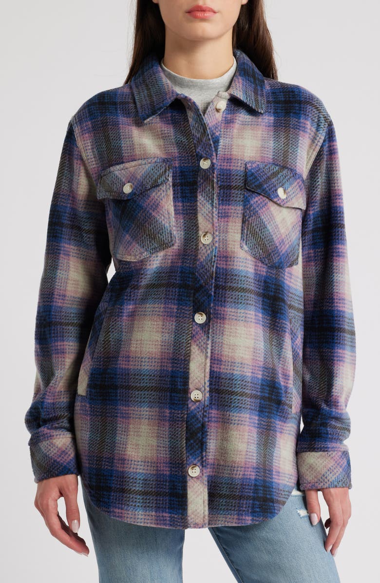Thread & Supply Plaid Polar Fleece Shacket, Alternate, color, Blue Mauve