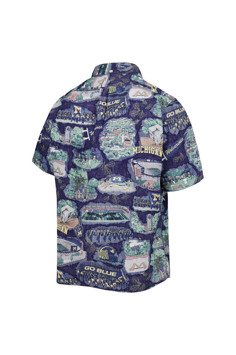 Men's Reyn Spooner Navy Michigan Wolverines Scenic Button-Down Shirt, Alternate, color, Navy