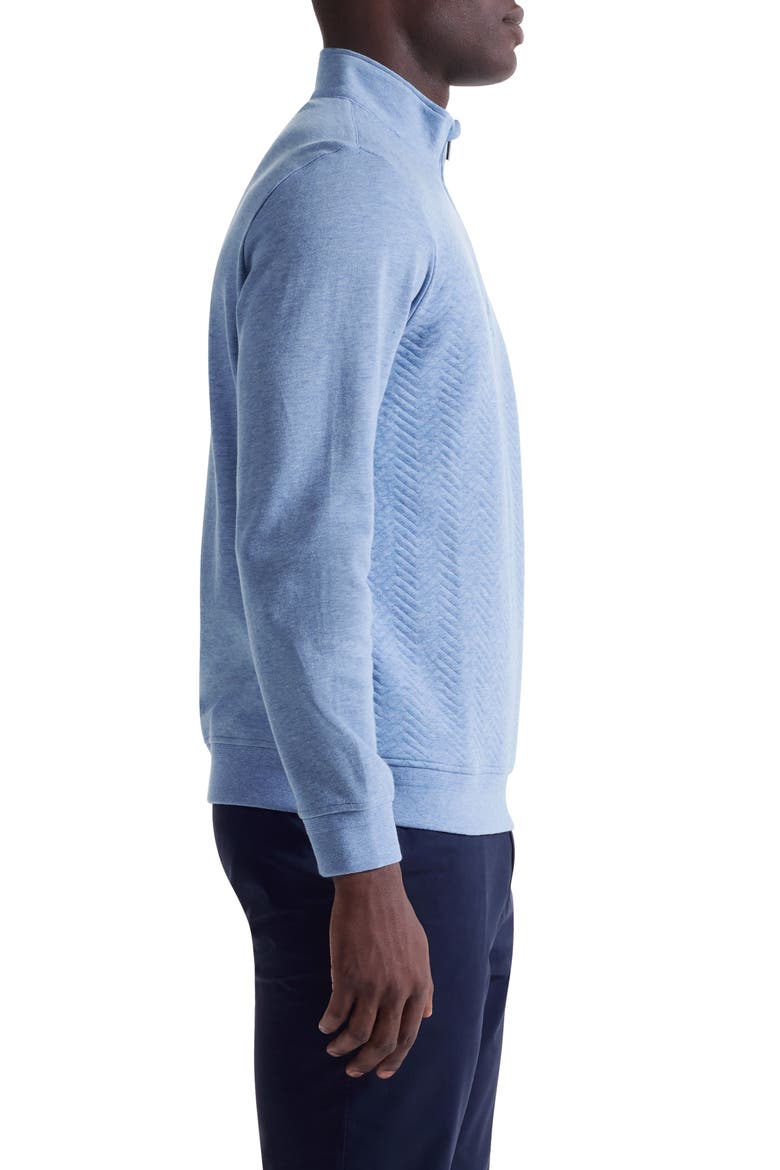Chevron Quarter Zip Cotton Blend Pullover, Alternate, color, SKY