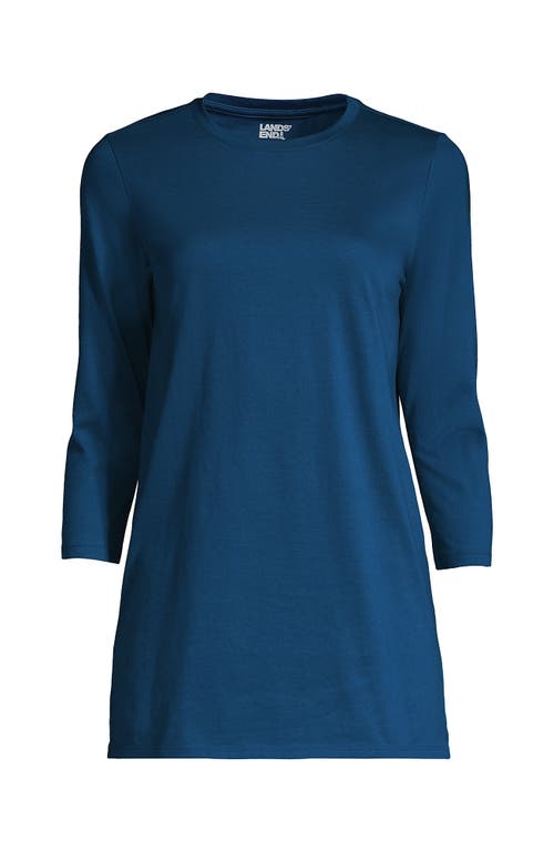 Lands' End Plus Size 3/4 Sleeve Cotton Supima Tunic In Blue