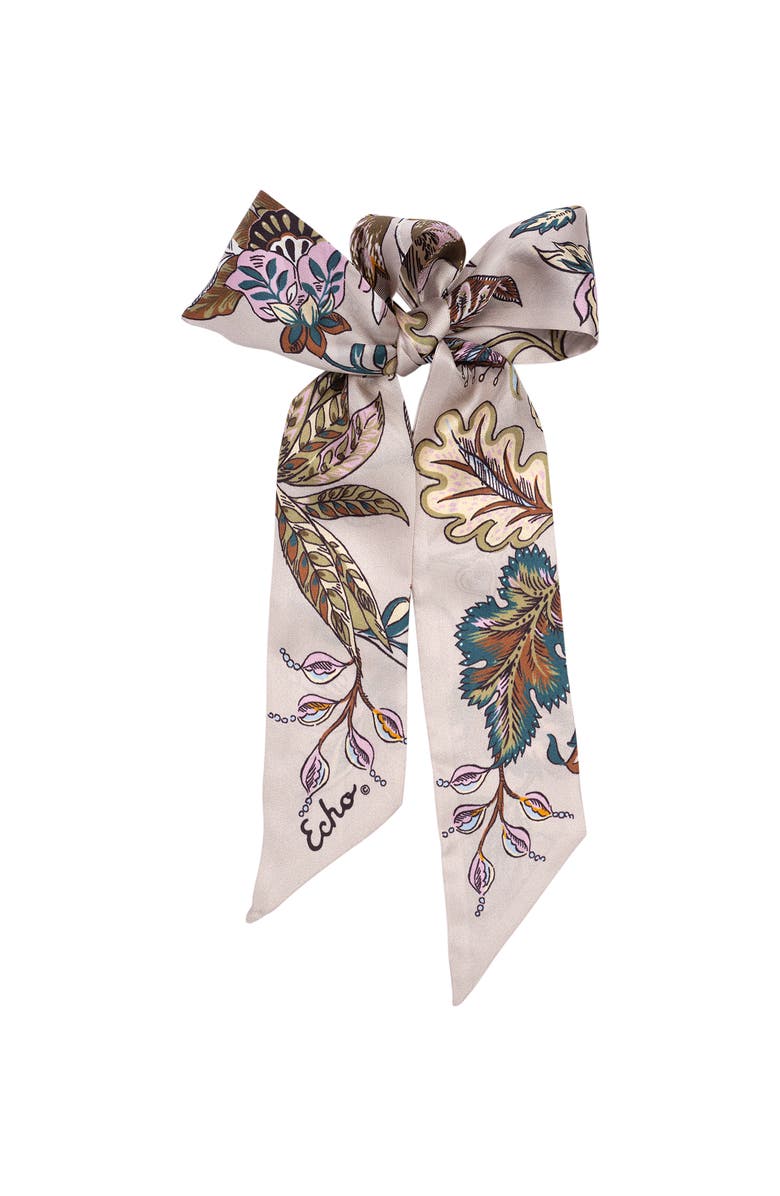 Echo Falling Leaves Ribbon Scarf, Alternate, color, Silver