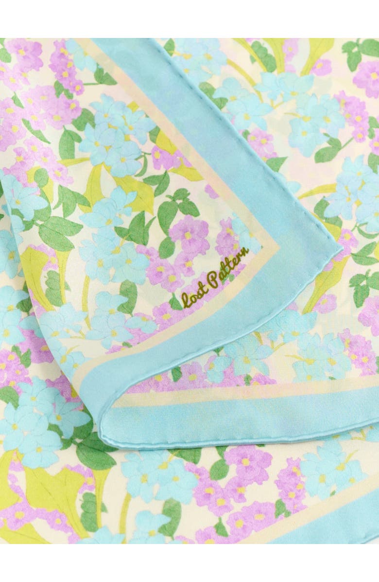 Lost Pattern "Rosebay" Silk Bandana Scarf, Alternate, color, Blue
