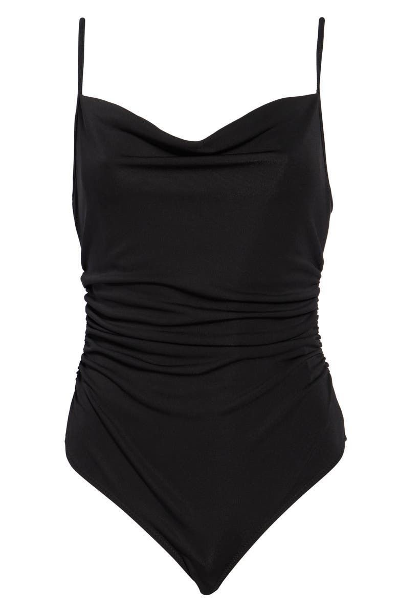 Cinq à Sept Marta Cowl Neck Bodysuit, Alternate, color, Black