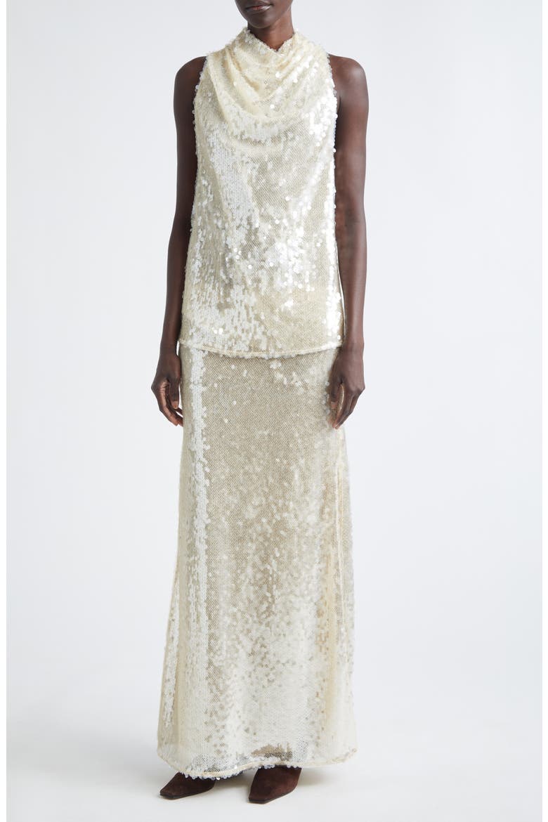 Linnie Sequin Skirt, Alternate, color, MACADAMIA