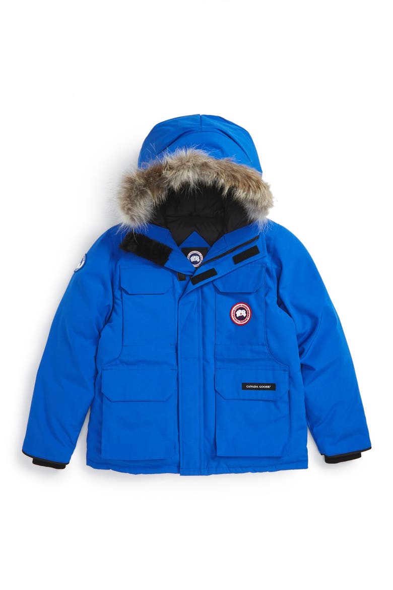 PBI Expedition Waterproof Down Parka with Genuine Coyote Fur Trim, Main, color, ROYAL BLUE