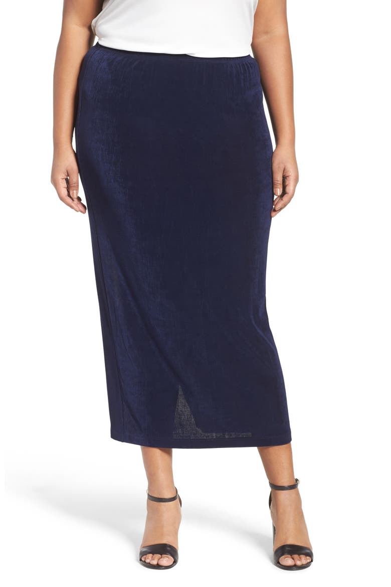 Stretch Knit Straight Maxi Skirt, Main, color, NAVY
