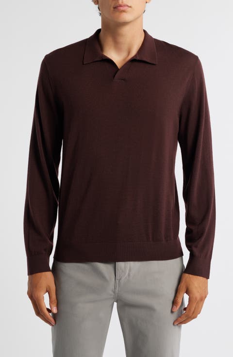 Long Sleeve Merino Wool Polo