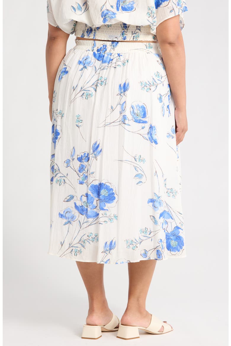 Floral Midi Skirt, Alternate, color, OFF WHITE/ BLUE