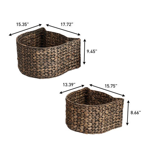 The Licker Store Felix Cat-shaped Hand Woven Water Hyacinth Nesting Pet Toy Organizer Baskets In Brown