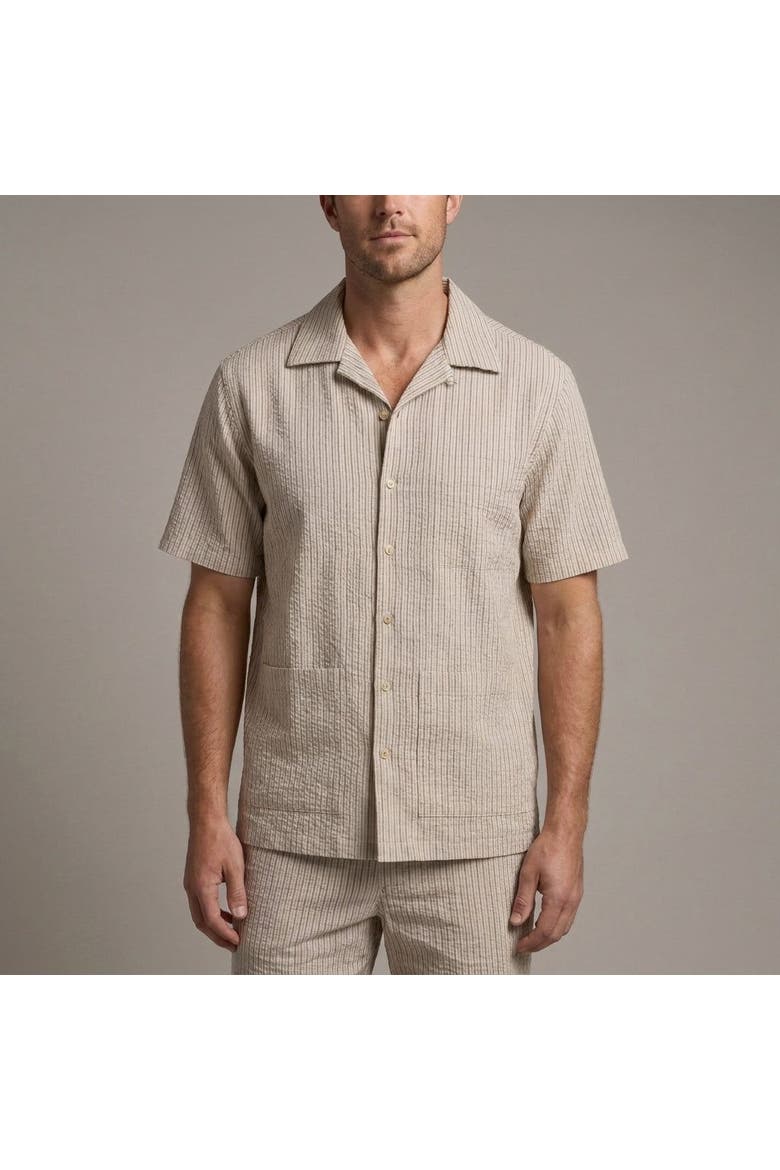 Nate Crinkle Stripe Cabana Shirt, Main, color, Chinchilla