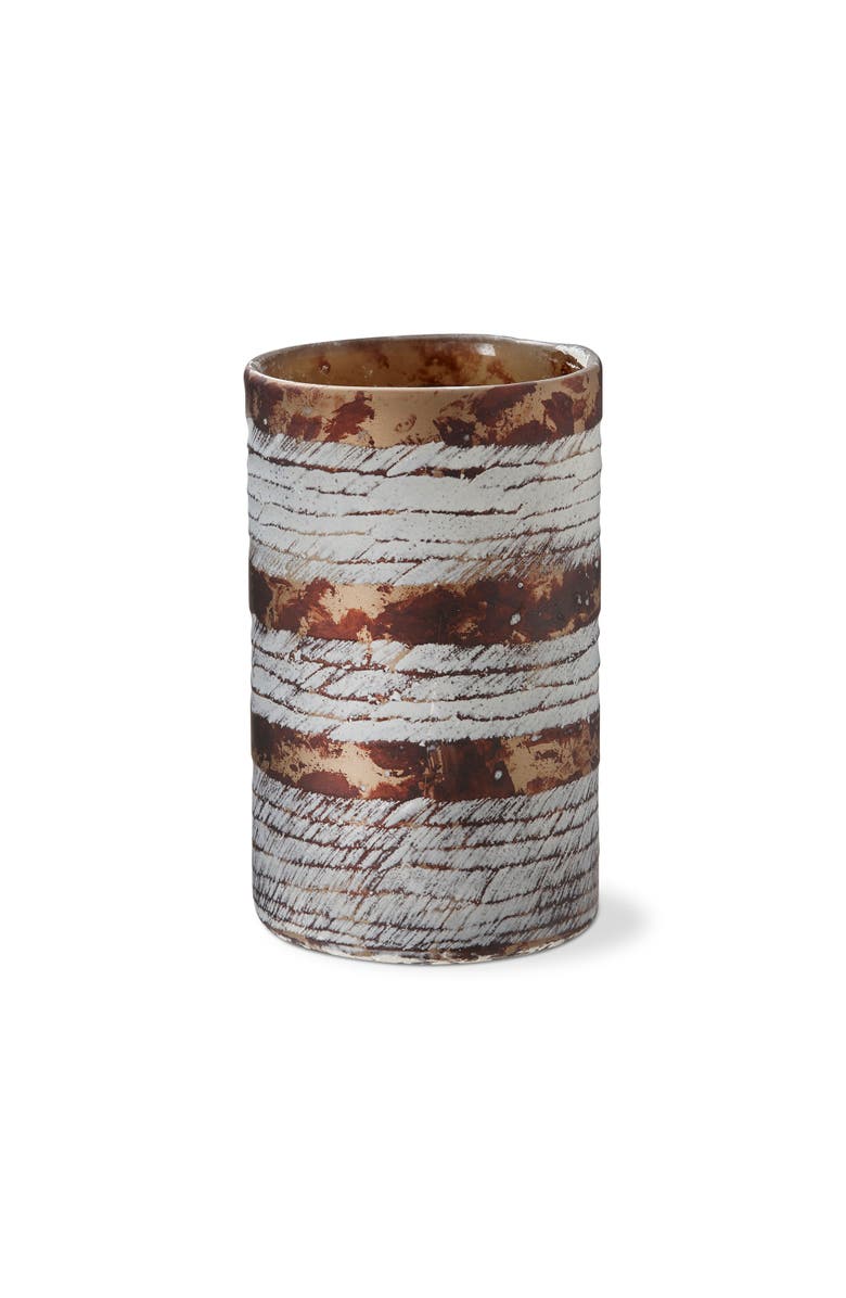 tag Textured Earth Tone Glass Hurricane Candle Holder Large, Main, color, Brown