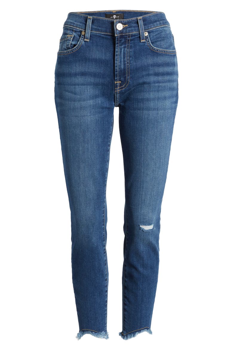 Ripped Frayed Hem Ankle Skinny Jeans, Alternate, color, NORTH POLE
