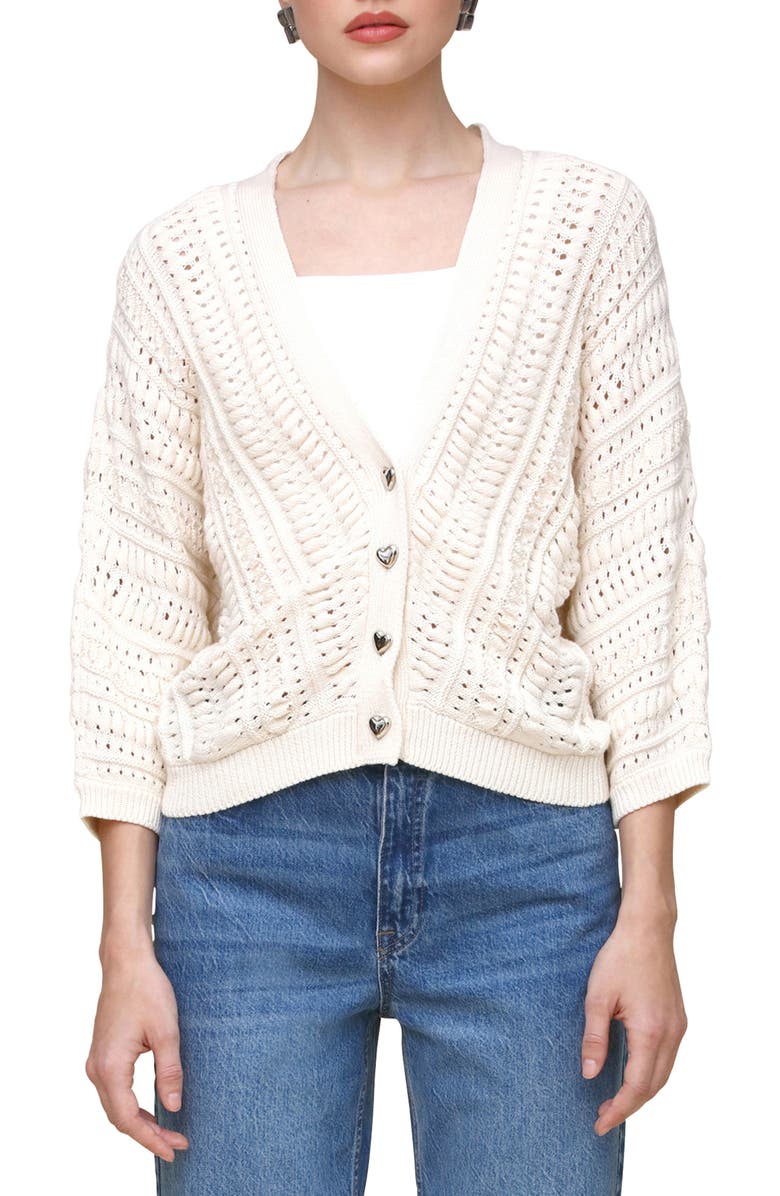 Avec Les Filles Dolman Sleeve Cotton Cardigan, Main, color, Cream