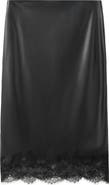 MANGO Eyelash Lace Trim Faux Leather Skirt