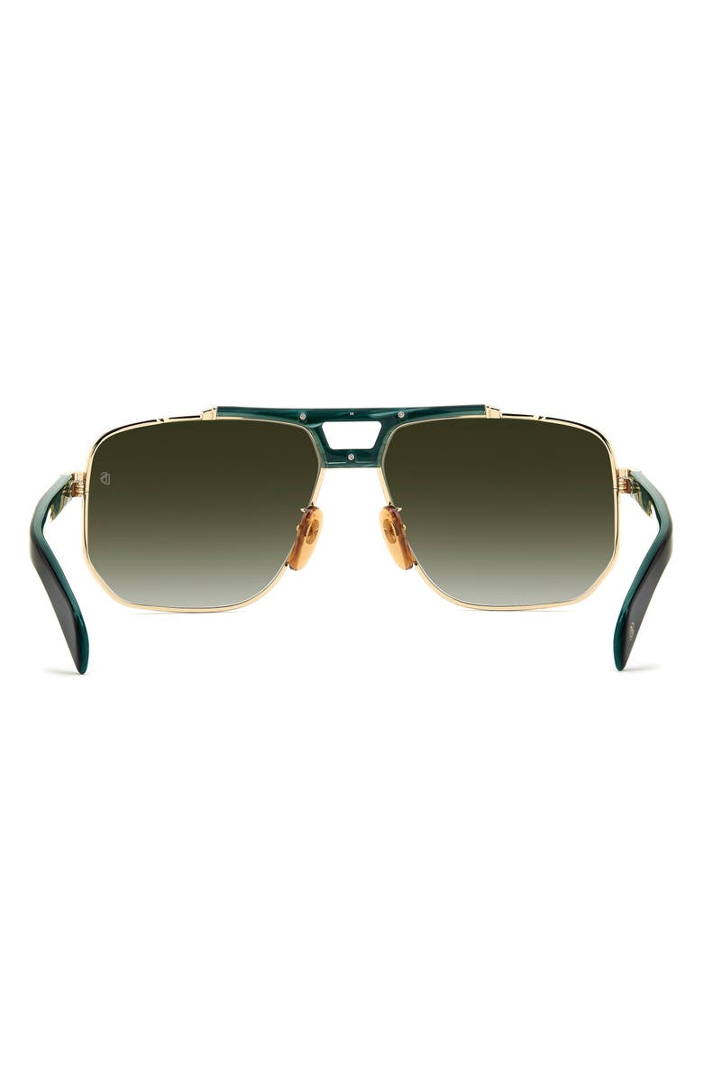 David Beckham Eyewear 61mm Gradient Navigator Sunglasses, Alternate, color, Gold Green/ Green Shaded