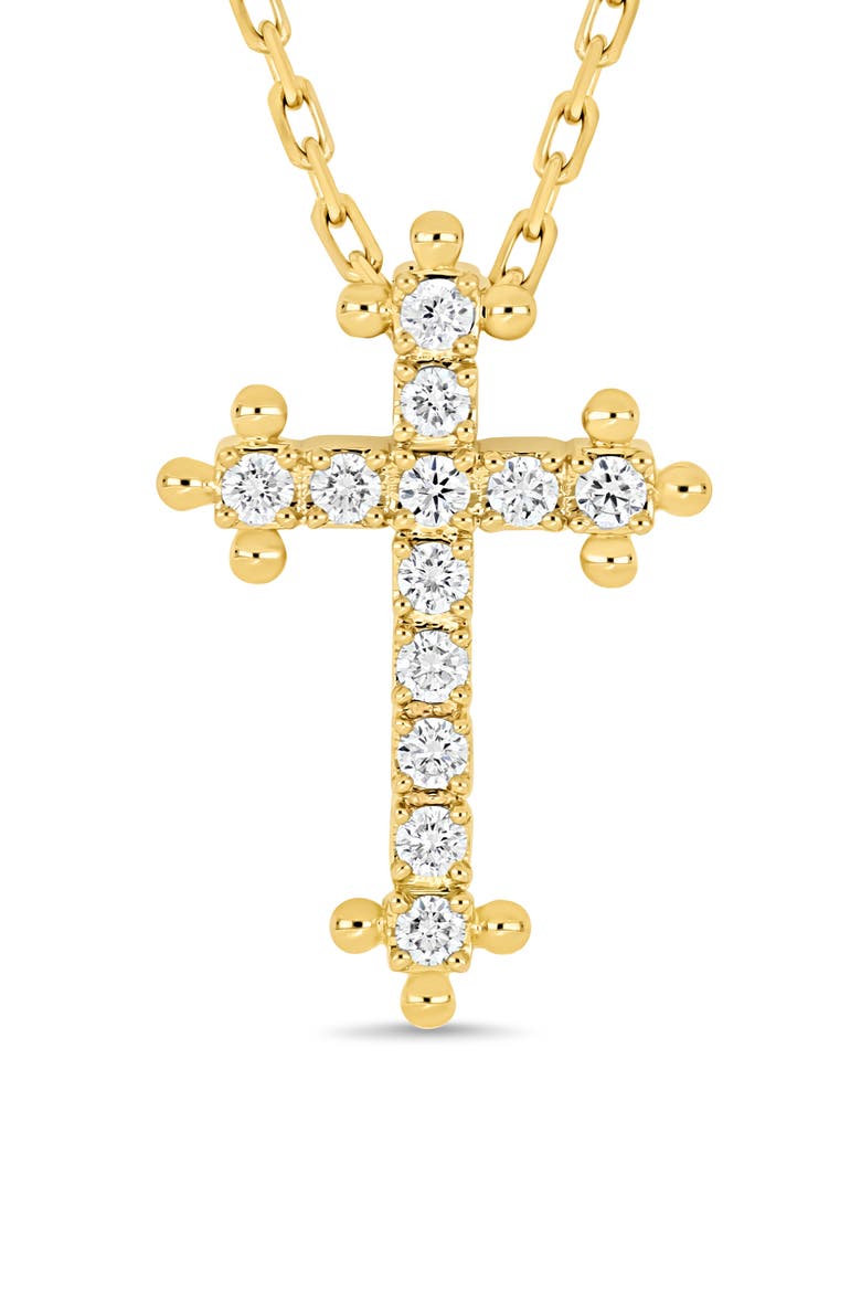 18K Florentine Natural Diamond Cross Pendant Necklace, Alternate, color, 18K YELLOW GOLD/ DIAMOND