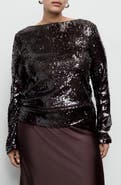 MANGO Sequin Flare Sleeve Top