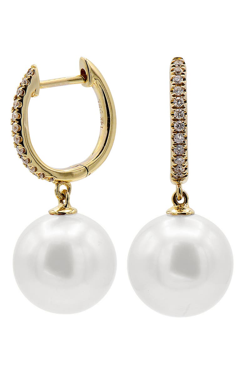 House of Frosted Colette Freshwater Pearl & Diamond Hoop Earrings - 0.12ct., Main, color,