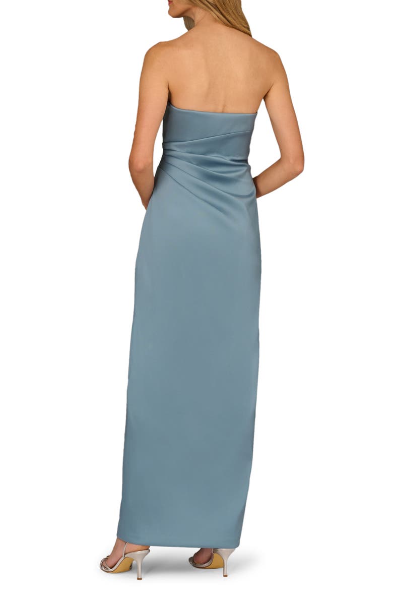 Aidan Mattox Strapless Column Gown, Alternate, color, Blue Grey