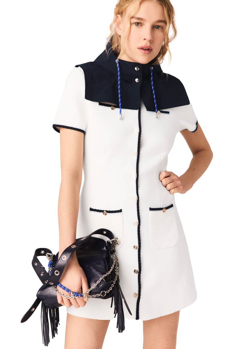 Short dress with contrasting trim, Alternate, color, Ecru