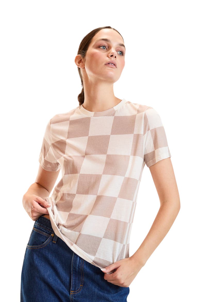 Checkerboard Tee, Alternate, color, Camel