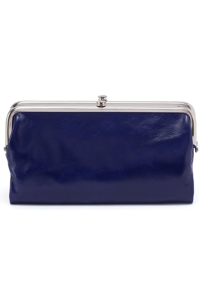 HOBO Lauren Leather Double Frame Clutch, Main, color, Winter Violet