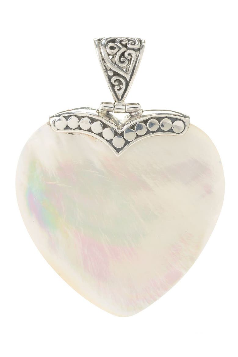 Sterling Silver Mother of Pearl Heart Pendant, Main, color, WHITE