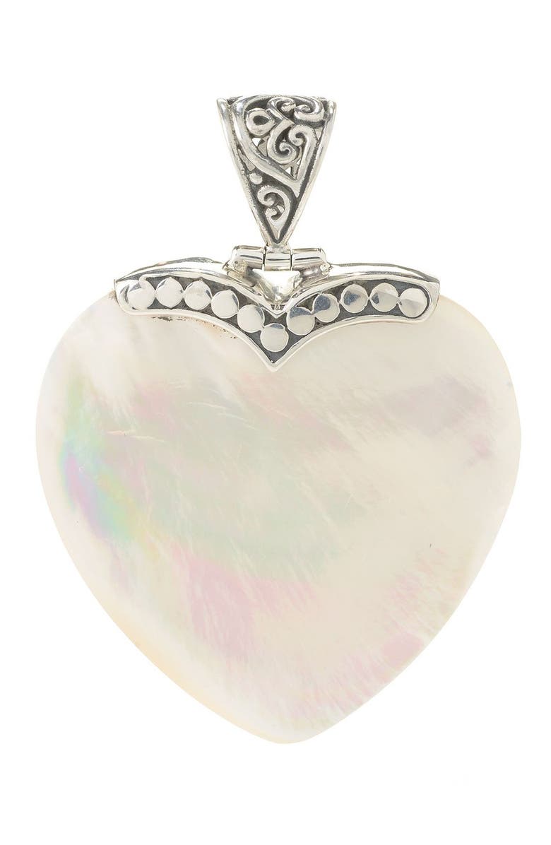 SAMUEL B. Sterling Silver Mother of Pearl Heart Pendant, Main, color, White