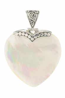 SAMUEL B. Sterling Silver Mother of Pearl Heart Pendant
