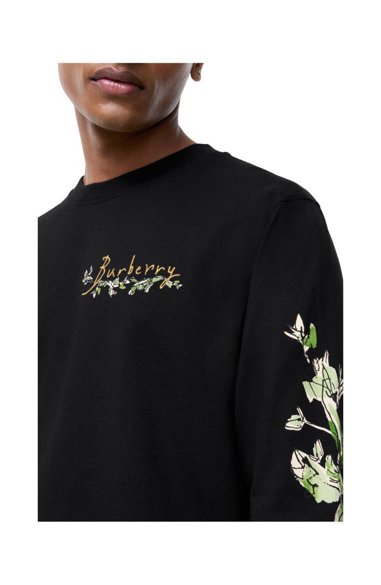 Burberry Long-sleeve Brave Little Tree Cotton T-shirt, Alternate, color, Black