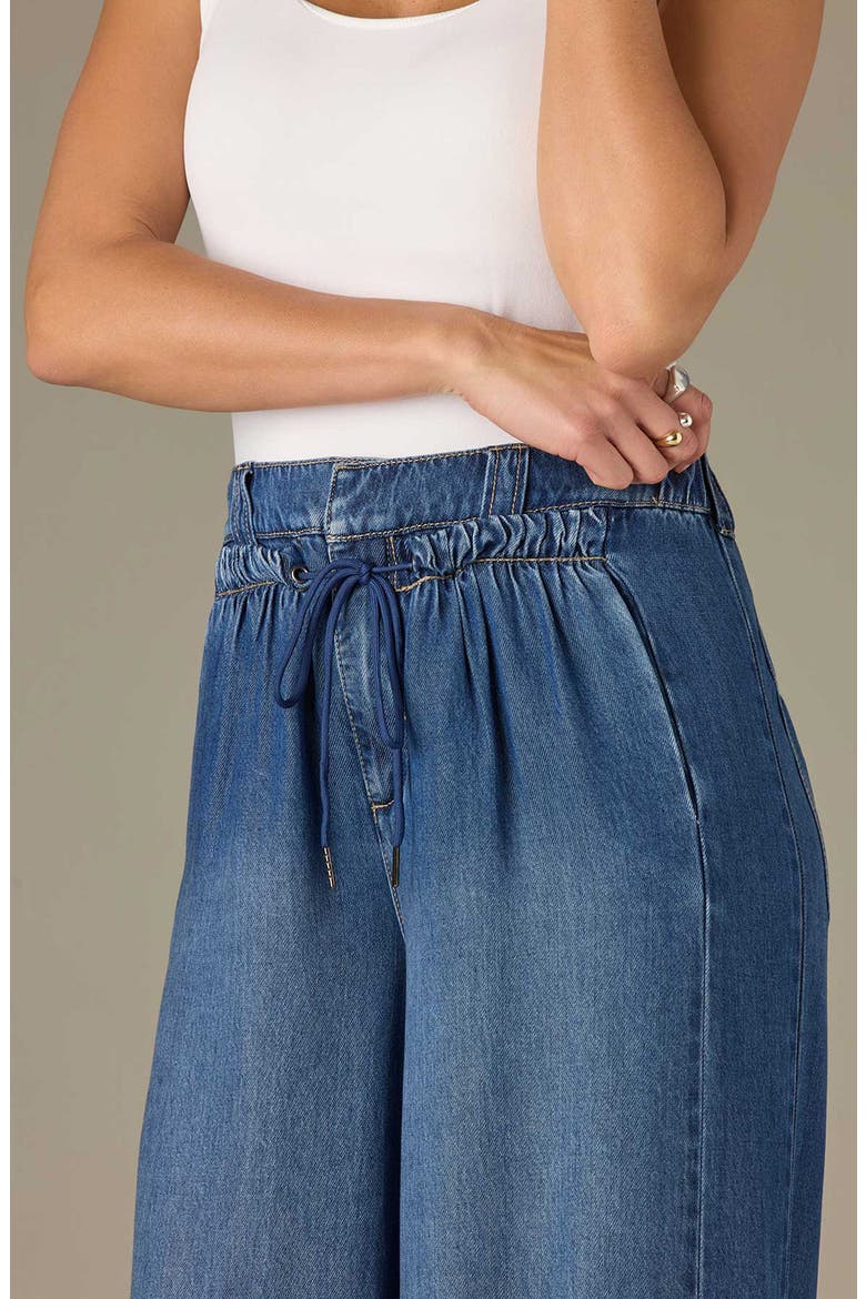 Ultra Skyrise Drawstring Waist Wide Leg Jeans, Alternate, color, MID BLUE