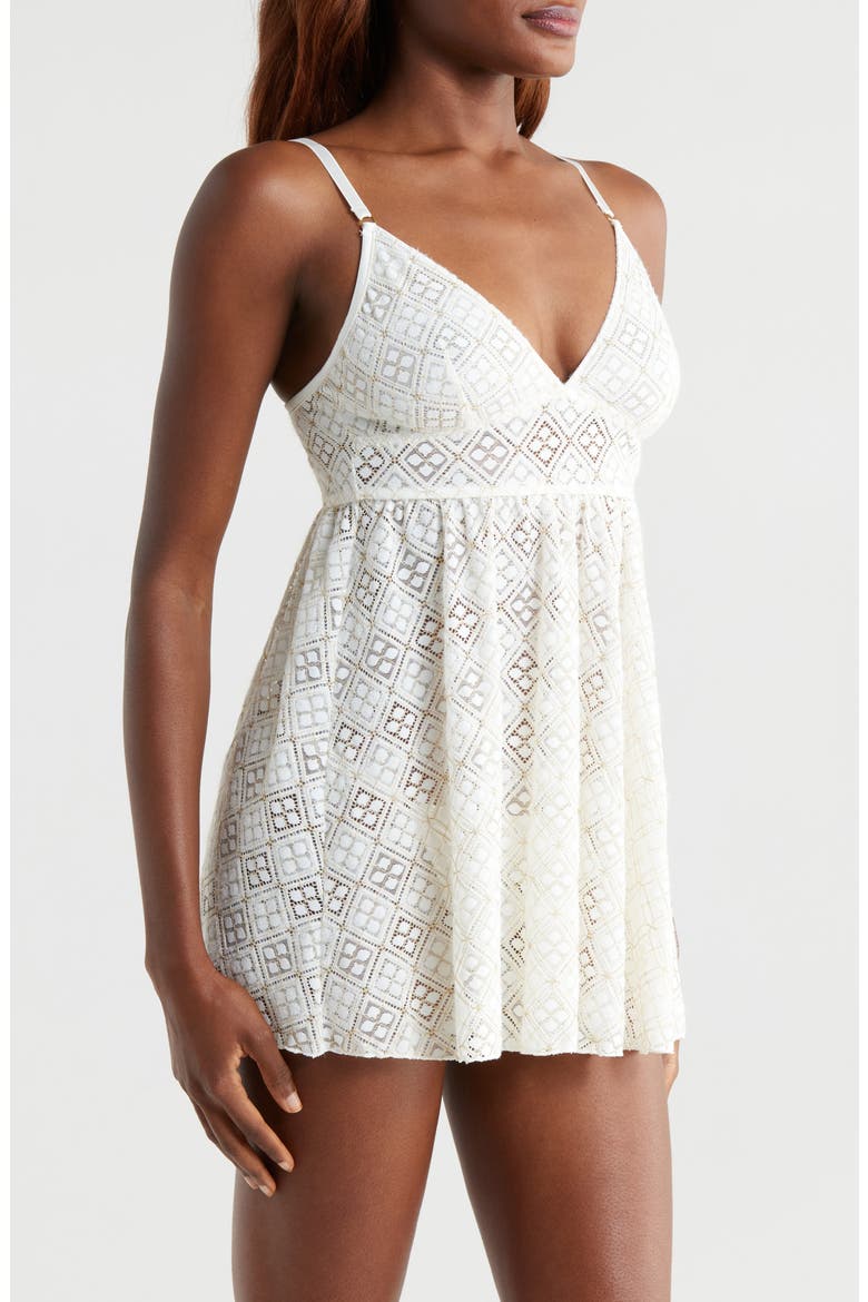 Lace Babydoll Chemise, Alternate, color, SHELL WHITE
