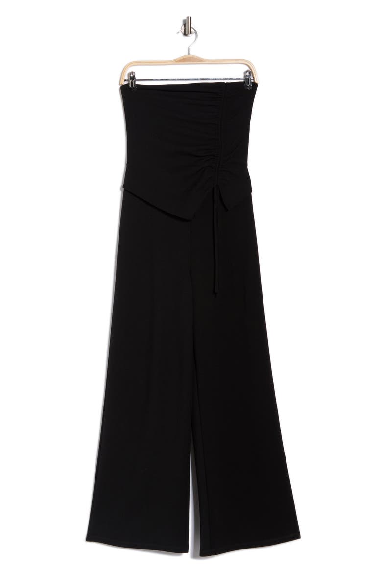 Ruched Strapless Jumpsuit, Alternate, color, BLACK