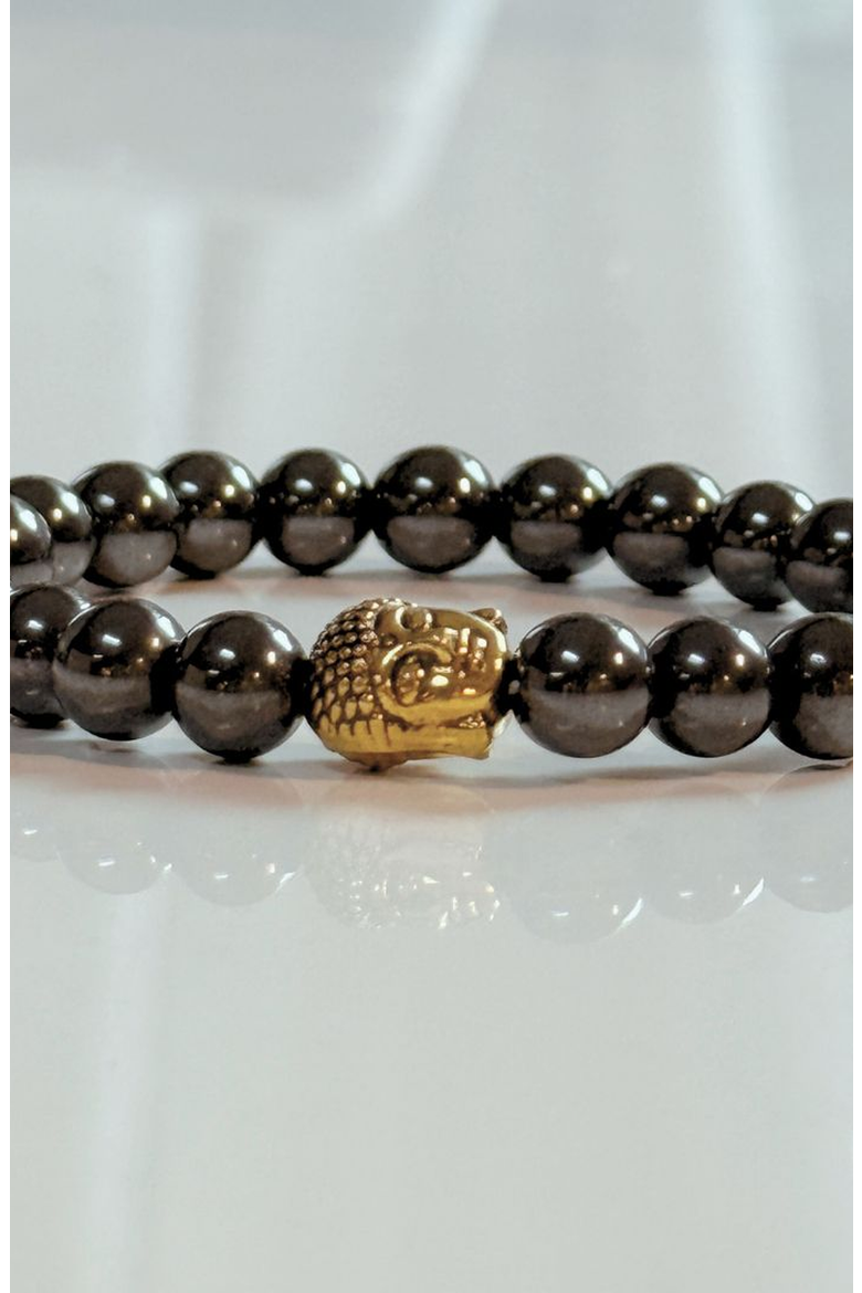 Buddha Crystal Beaded Bracelet, Alternate, color, Hematite