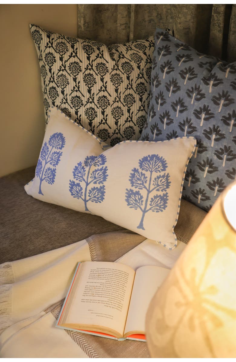 Banyan & Birch Neera Linen Hand-Printed Pillow Cover, Alternate, color, Blue