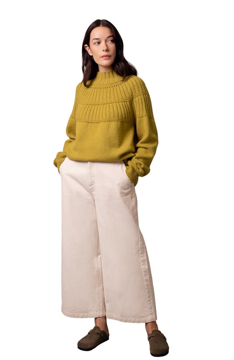 Celtic & Co. Textured Yoke Sweater, Alternate, color, Ochre
