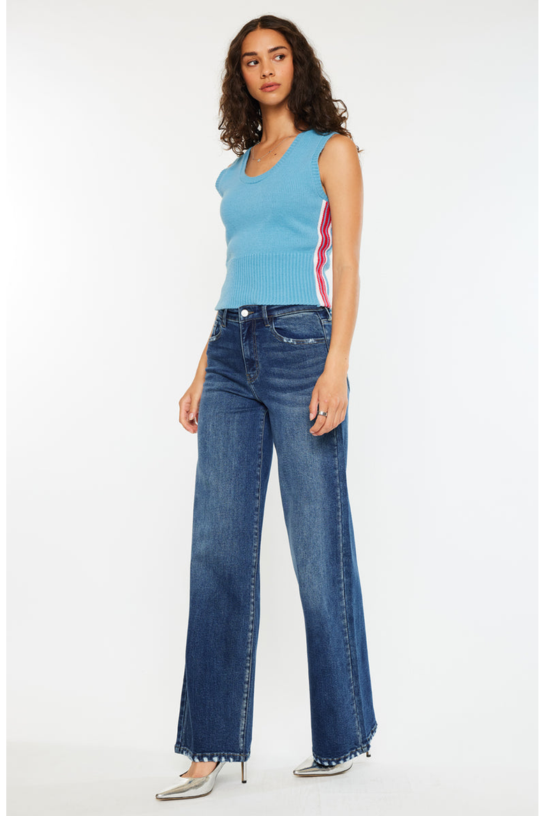 Tiara Essentials High Rise Wide Leg Jeans, Alternate, color, Dark Wash