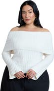 ELOQUII Off The Shoulder Ribbed Sweater