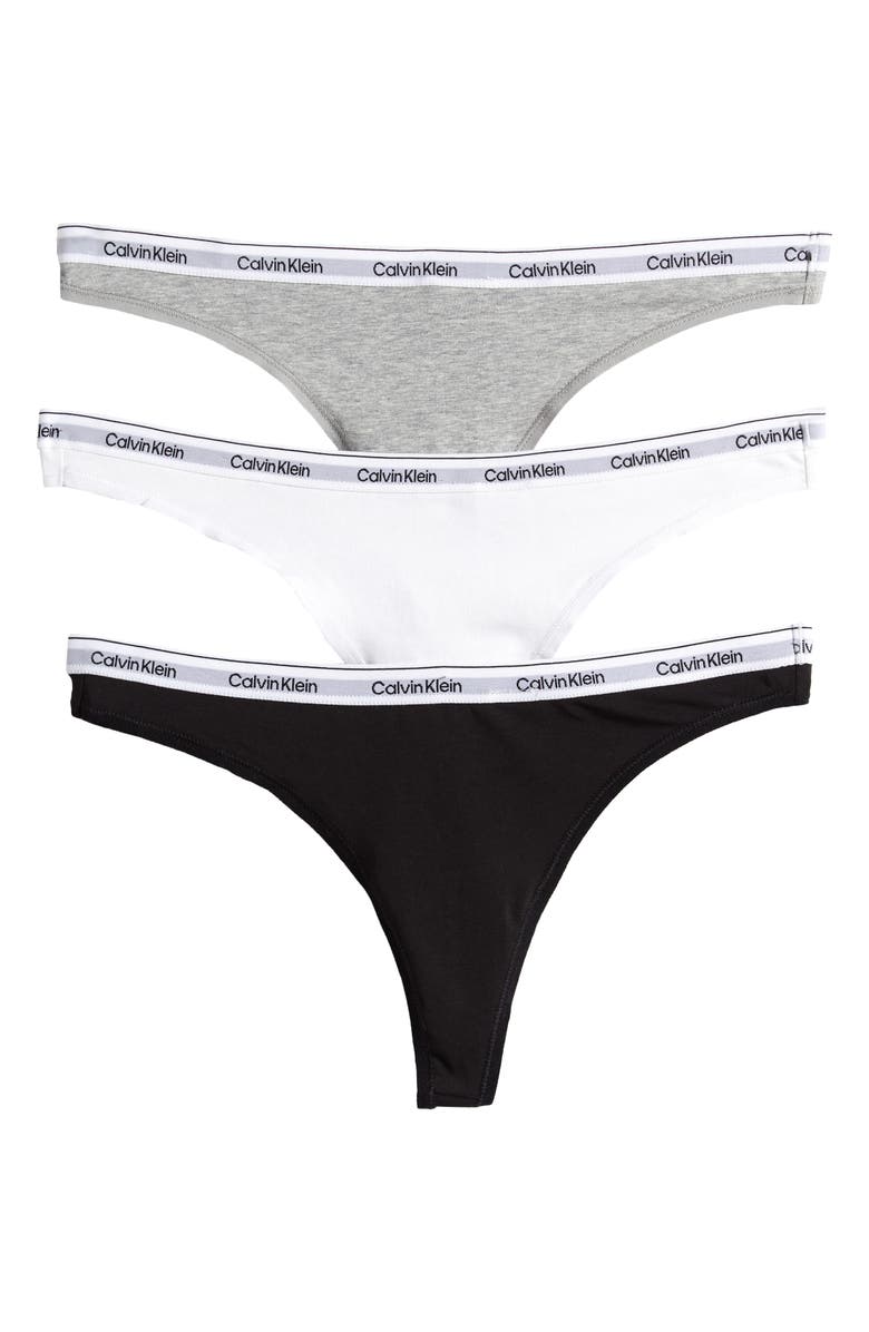 Calvin Klein 3-Pack Cotton Thongs, Main, color, 