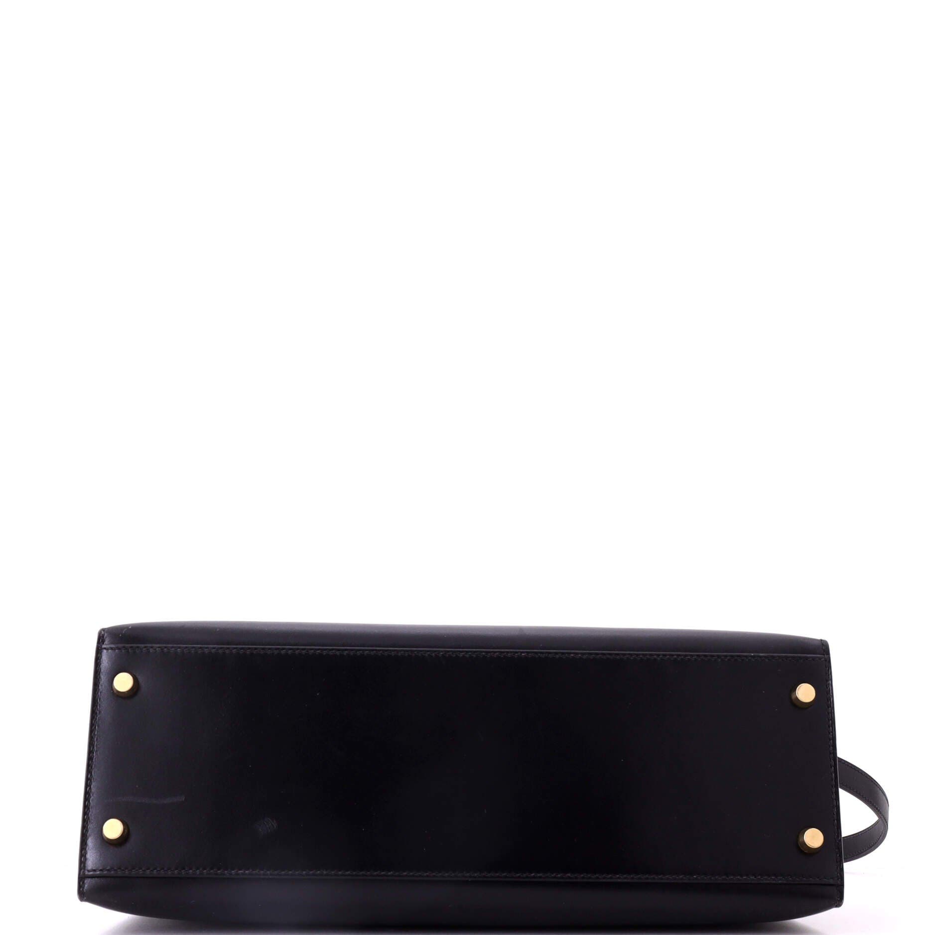 Pre-Owned Hermes Kelly Handbag Black Box Calf with Gold Hardware 32, Alternate, color, Noir