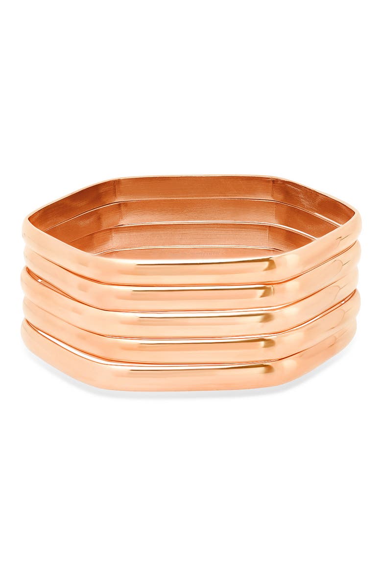 Hexagon Bangle Bracelet, Alternate, color, ROSE