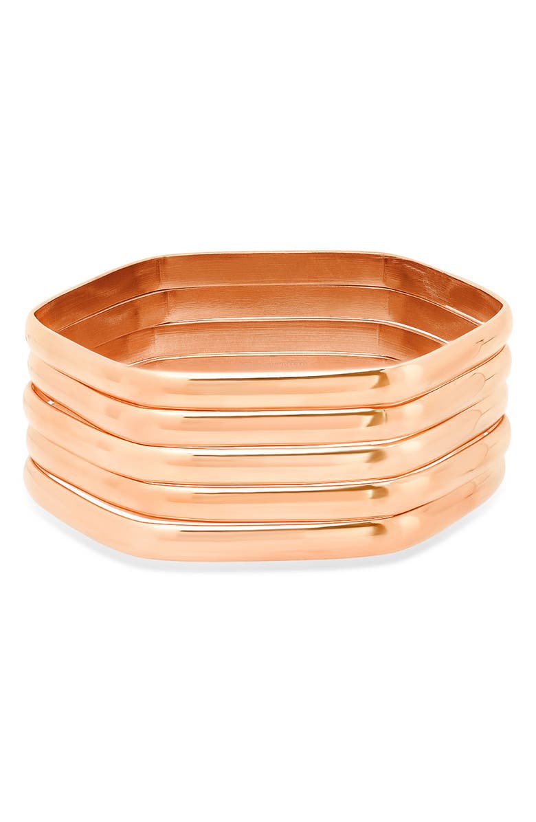 HMY JEWELRY Hexagon Bangle Bracelet, Alternate, color, Rose