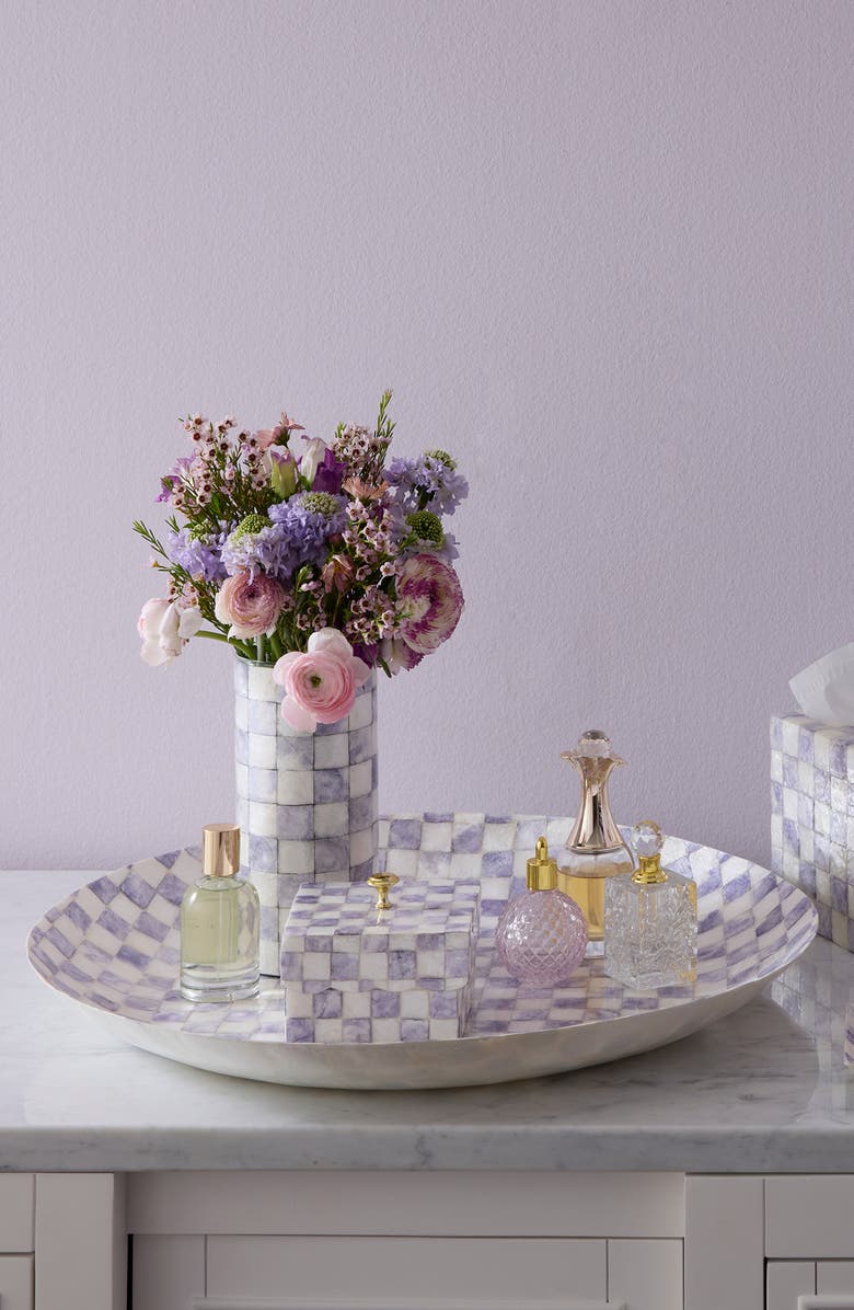 MACKENZIE CHILDS Violet Check Capiz Decorative Bowl, Alternate, color, Violet