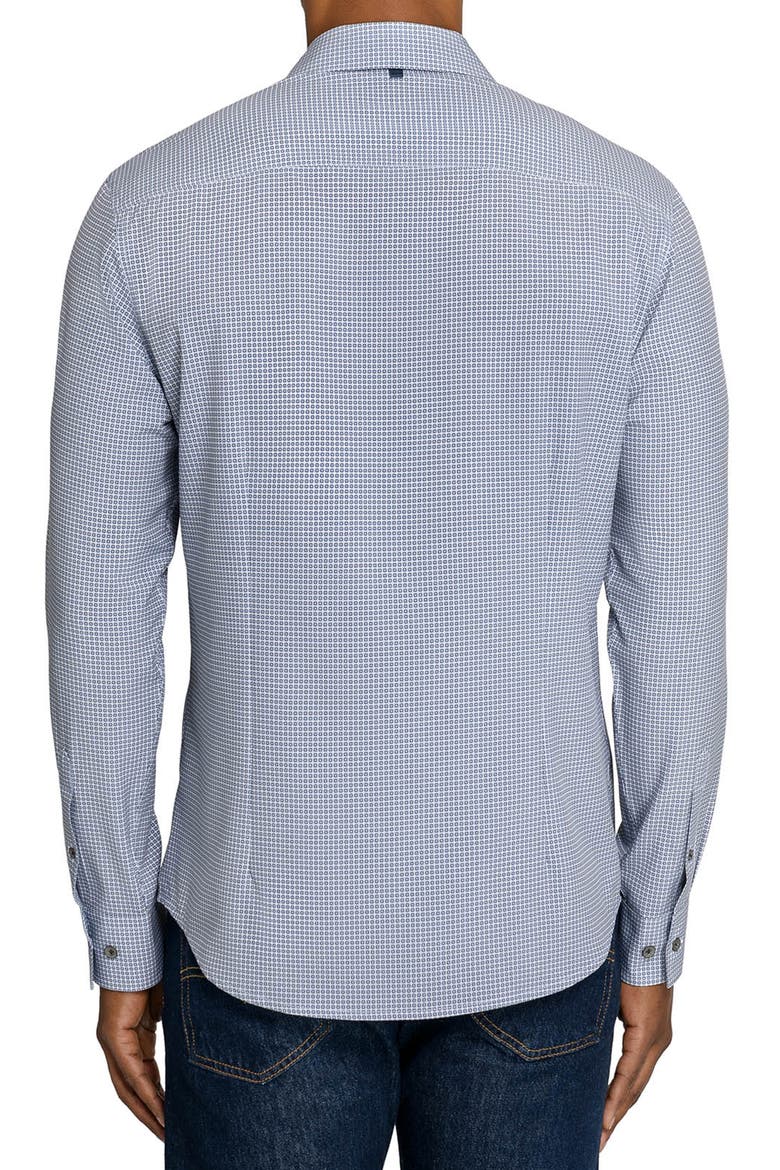 Slim Fit Circle Geo Performance Button-Up Shirt, Alternate, color, WHITE/ BLUE