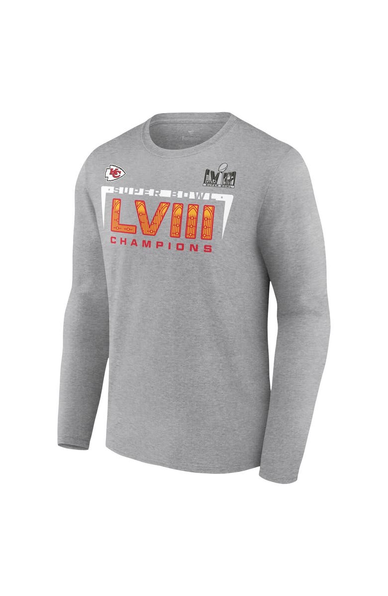 FANATICS Men's Fanatics Branded Heather Charcoal Kansas City Chiefs Super Bowl LVIII Champions Counting Points Score Long Sleeve T-Shirt, Alternate, color,