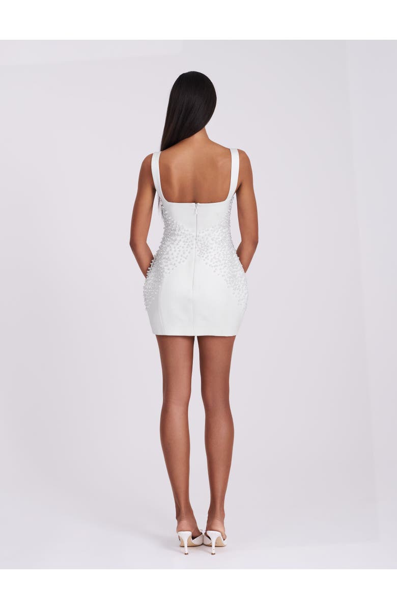 Miss Circle Tais Pearl Beaded Cocoon Shape Sleeveless Mini Dress, Alternate, color, White
